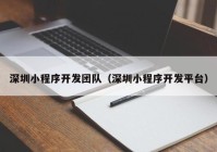 深圳小程序开发团队（深圳小程序开发平台）